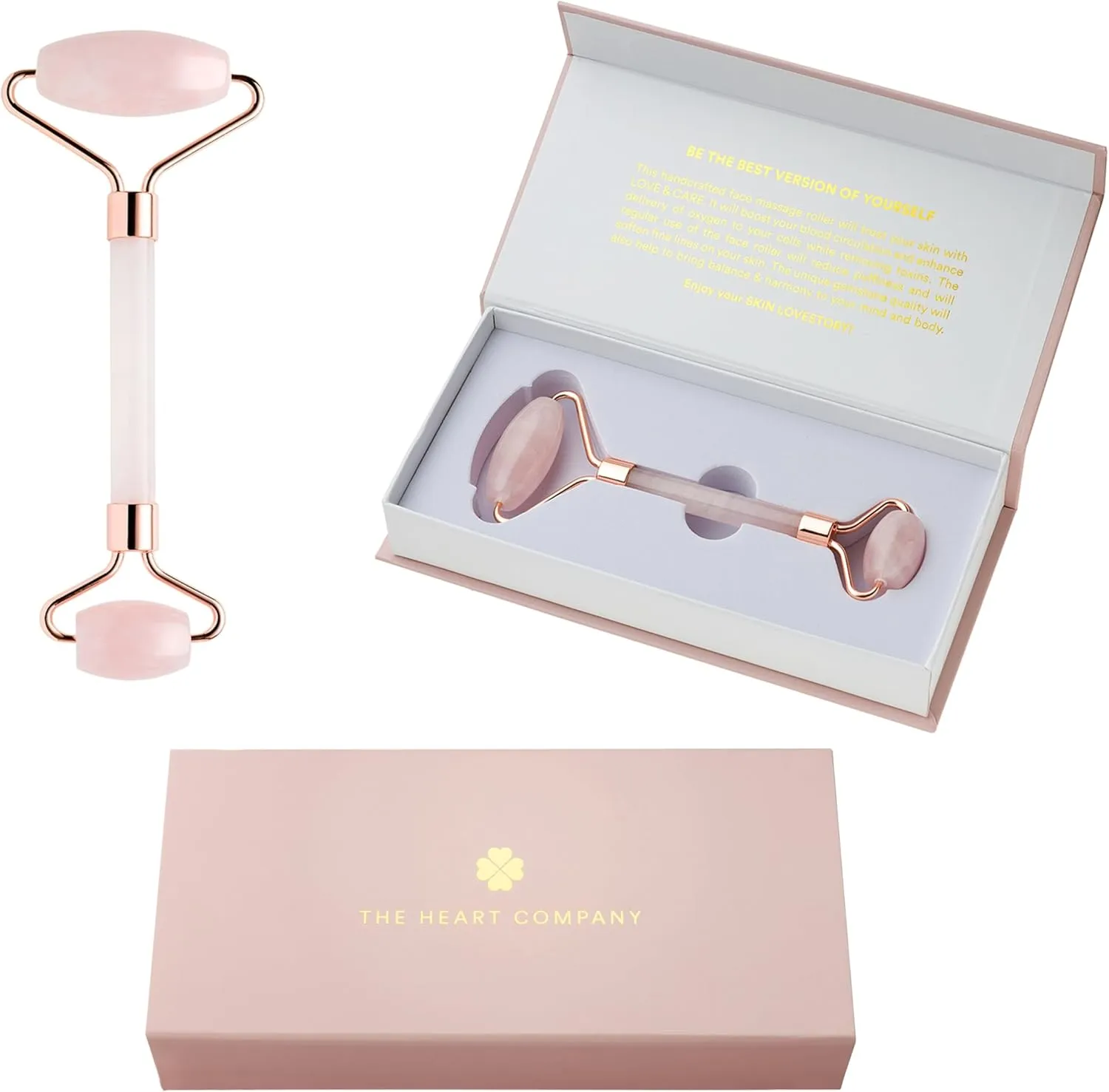 | Premium Rose Quartz Face Roller | Face Roller Skin Care Tool | Facial Roller Massager | Natural Crystal Facial Roller for Aging Skin | Pink Stone Roller for face, Eyes and Neck
