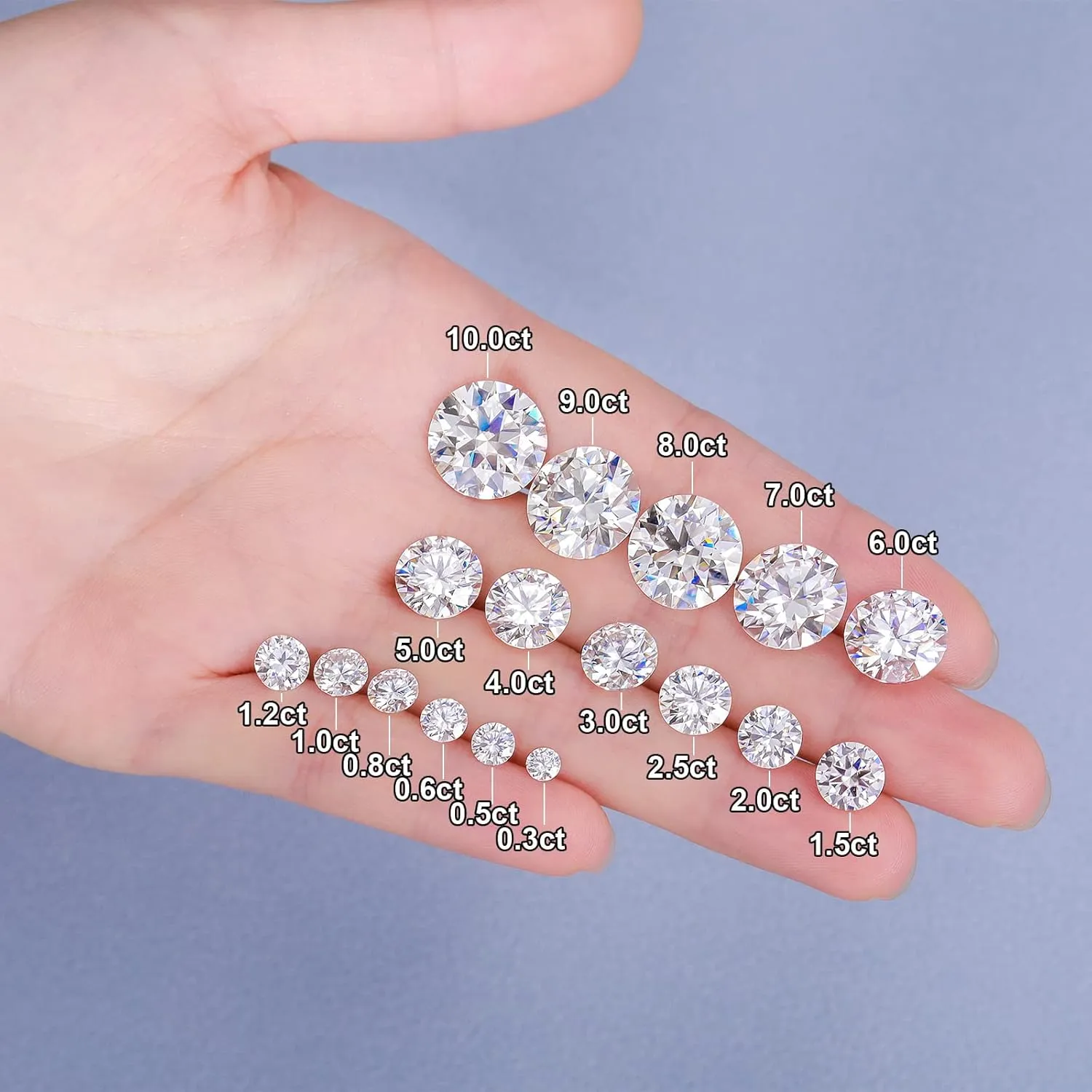 0.3-10 Carats Moissanite Stone Lab Grown Simulated Diamond Loose D Color VVS1 Clarity Round/Oval/Pear/Princess Cut Moissanite Loose Gem Stones with GRA Certificate for Ring Pendant Jewelry Making Gift