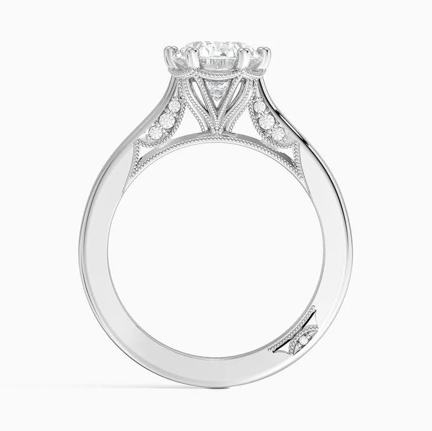 1 CT Oval Cut Cathedral Crown Moissanite Engagement Ring, Handmade Wedding Ring, Milgrain Tacori Promise Ring, Christmas Gift For Her In 10K/14K/18K Solid Gold & 925 Sterling Silver