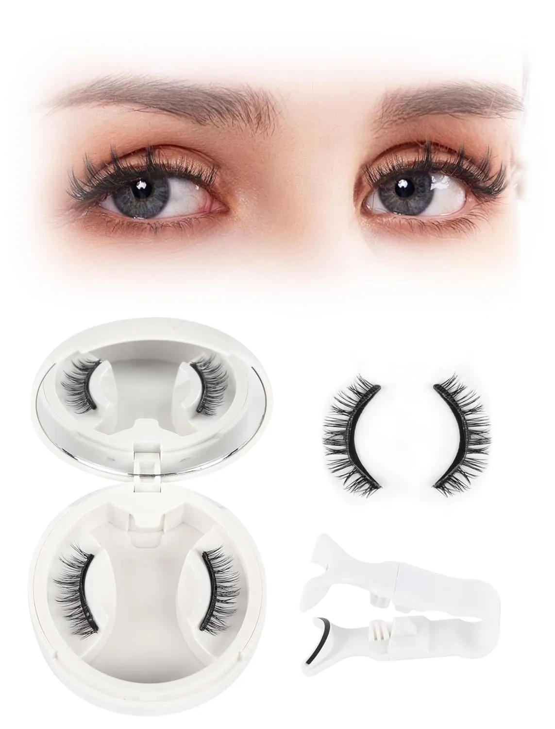 1 Pair Reusable Magnetic Eyelashes with Applicator, Magnetic False Lashes Extensions No Glue Needed Self-Adhesive Kit (Sexy Style)(Sexy Style)