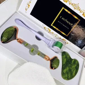 100% Authentic Jade Roller and Gua Sha Set for face I Microneedle I Facial Tools I Real Guasha I Premium Quality I Mother's Day Gift for wife