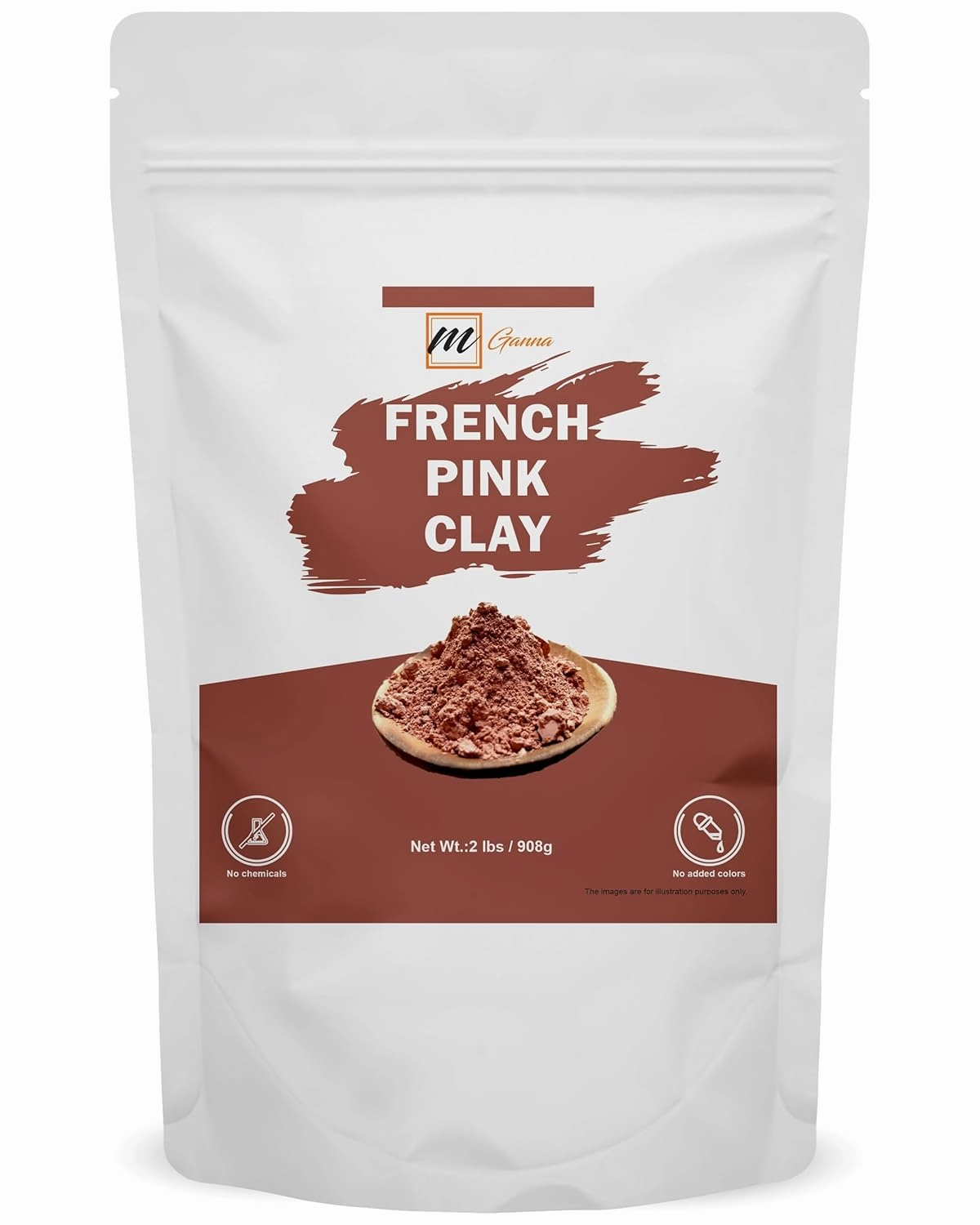 100% Natural French Pink Clay Powder/Rose Clay (2 Pounds) for DIY Facial Masks, Creams, Soft Peels and Scrubs, and Soap Making 2 LBS / 908 GMS