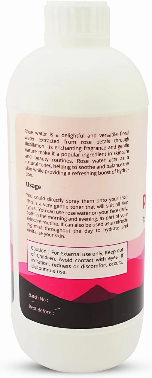 100% Pure Rose Water 33.8 fl oz | for Face & Hair | Alcohol Free & Artificial Coloring Free | by Yogi's Gift® (33.8 fl oz)