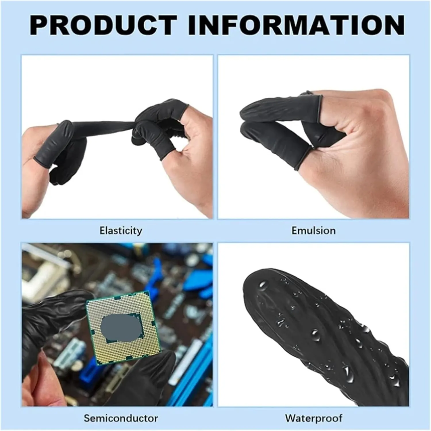 100pcs Disposable Finger Cover Natural Rubber Gloves Non-Slip Latex Finger Cots Fingertips Protector Gloves Nail Tool