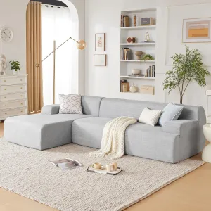 107” Modular Sectional Sofa, Modern Sofa for Living Room, High Density Sponges Cloud Couch Sectional, L-Shape Couches for Living Room, LightGrey