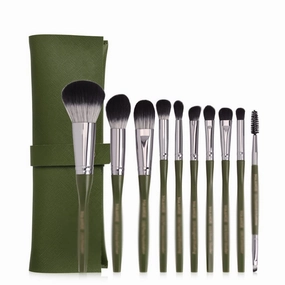10 Pcs Makeup Brush Set with Bag Powder Foundation Eyeshadow Lip Eyeliner Blush Blending Face Makeup Brushes Tools