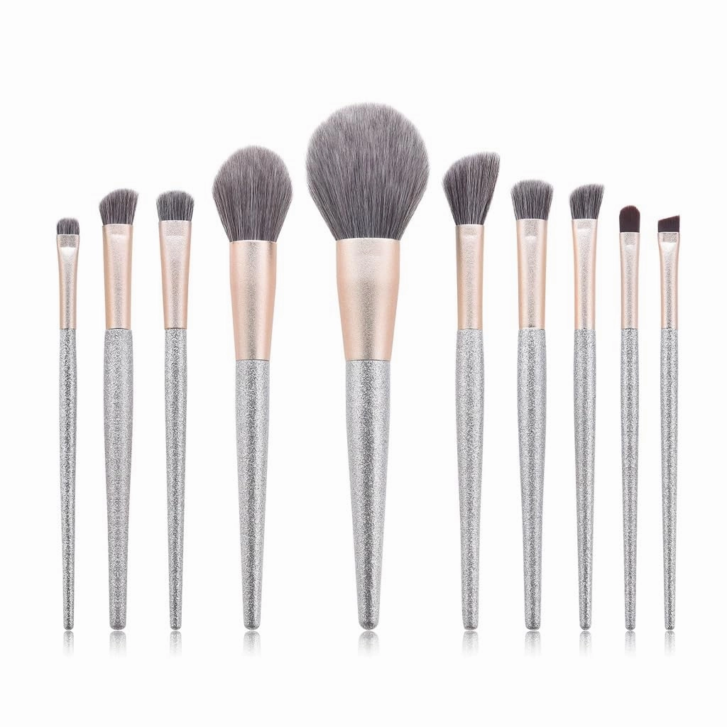 10 Pieces of Makeup Brush Set Brush end Silver Lisa Powder Brush Powder Blusher Brush Makeup Tools
