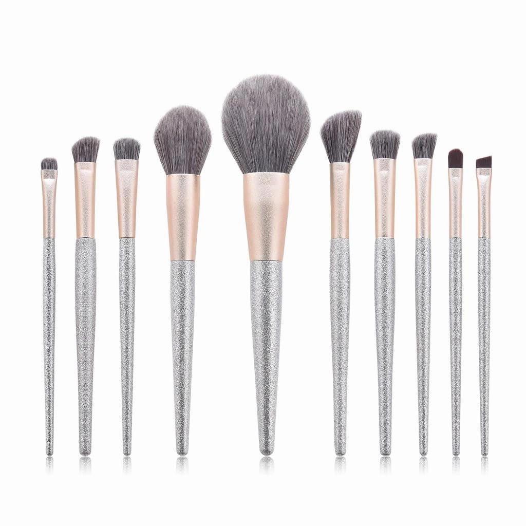10 pieces of makeup brush set brush end silver lisa powder brush powder blusher brush makeup tools