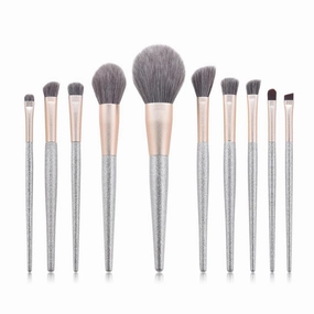 10 Pieces of Makeup Brush Set Brush end Silver Lisa Powder Brush Powder Blusher Brush Makeup Tools