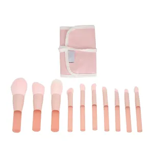 10pcs Mini Makeup Brush Set | Soft Synthetic Fibers for Sensitive Skin | Sturdy Handles for Wedding/Christmas/Travel | Includes Storage Bag