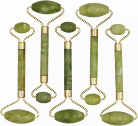 10Pcs Natural Serpentine Jade Crystal Facial Beauty Massage Roller Massager Tool
