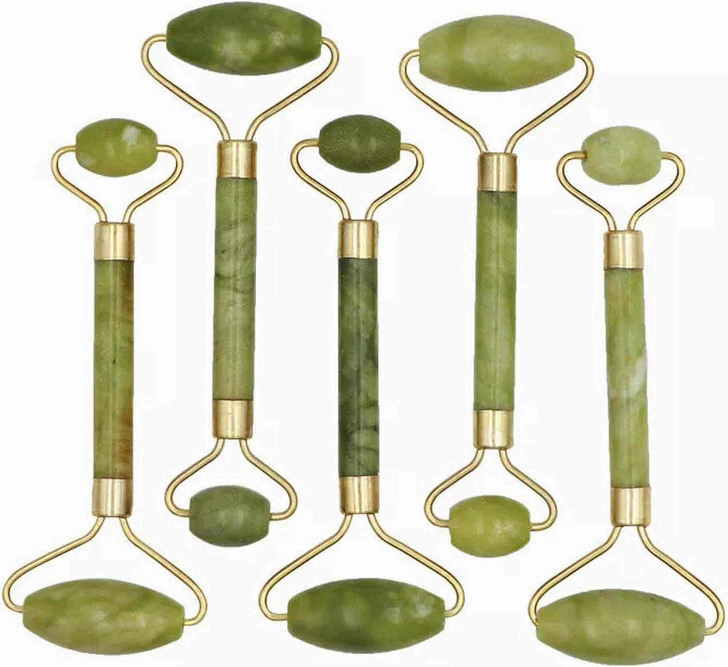 10Pcs Natural Serpentine Jade Crystal Facial Beauty Massage Roller Massager Tool