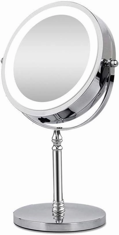 10X Magnifying Makeup Mirror with Light Led Cosmetic Mirrors Round Shape Desktop Vanity Mirror Double Sided Backlit Mirrors W/Mirror 20pcs Brushes