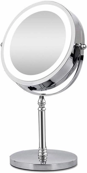 10X Magnifying Makeup Mirror with Light Led Cosmetic Mirrors Round Shape Desktop Vanity Mirror Double Sided Backlit Mirrors W/Mirror 20pcs Brushes