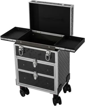 11 x 8.7 x 37.8 Inch Rolling Makeup Train Case Cosmetology Case on Wheels 66 Lbs Hand-pulled Rolling Makeup Case with 4 Universal Wheels & Retractable Handle Hairdressing Trolley