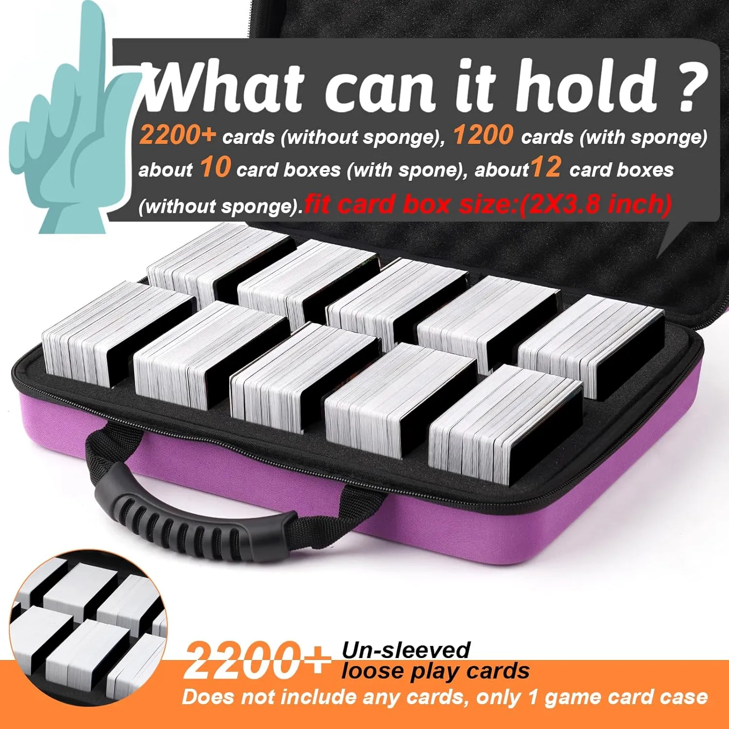1200-2200 Card Game Case for Cards Against Humanity Game,Collectible Trading Card Storage Holder Compatible for Pokemon Cards, Sports Card and Baseball Cards,Playing Card Travel Carrying Case Fit All