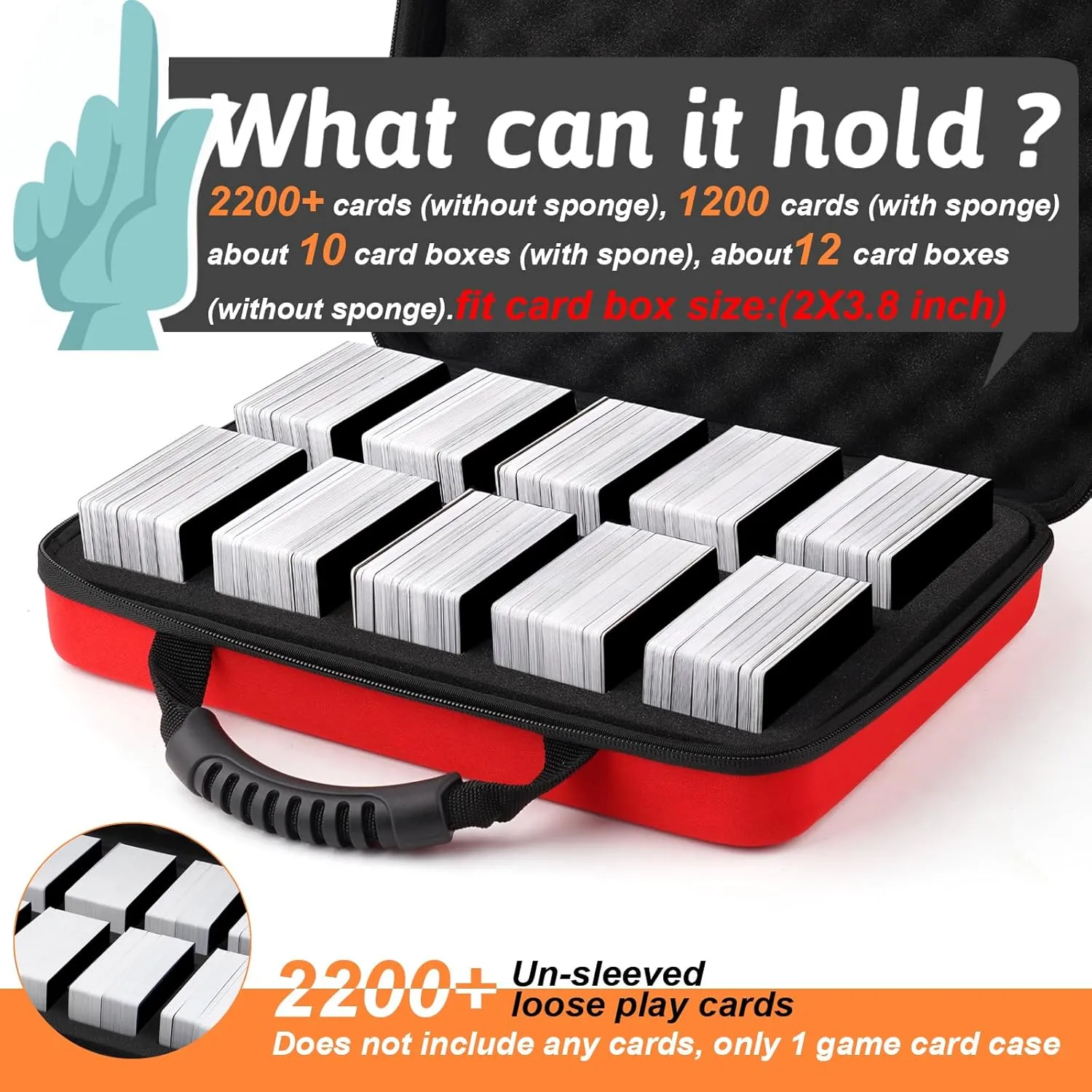 1200-2200 Card Game Case for Cards Against Humanity Game,Playing Trading Travel Card Storage Holder for Pokemon Cards, Sports Card and Baseball Cards,Fit All Other Card Games Expansions (Red)