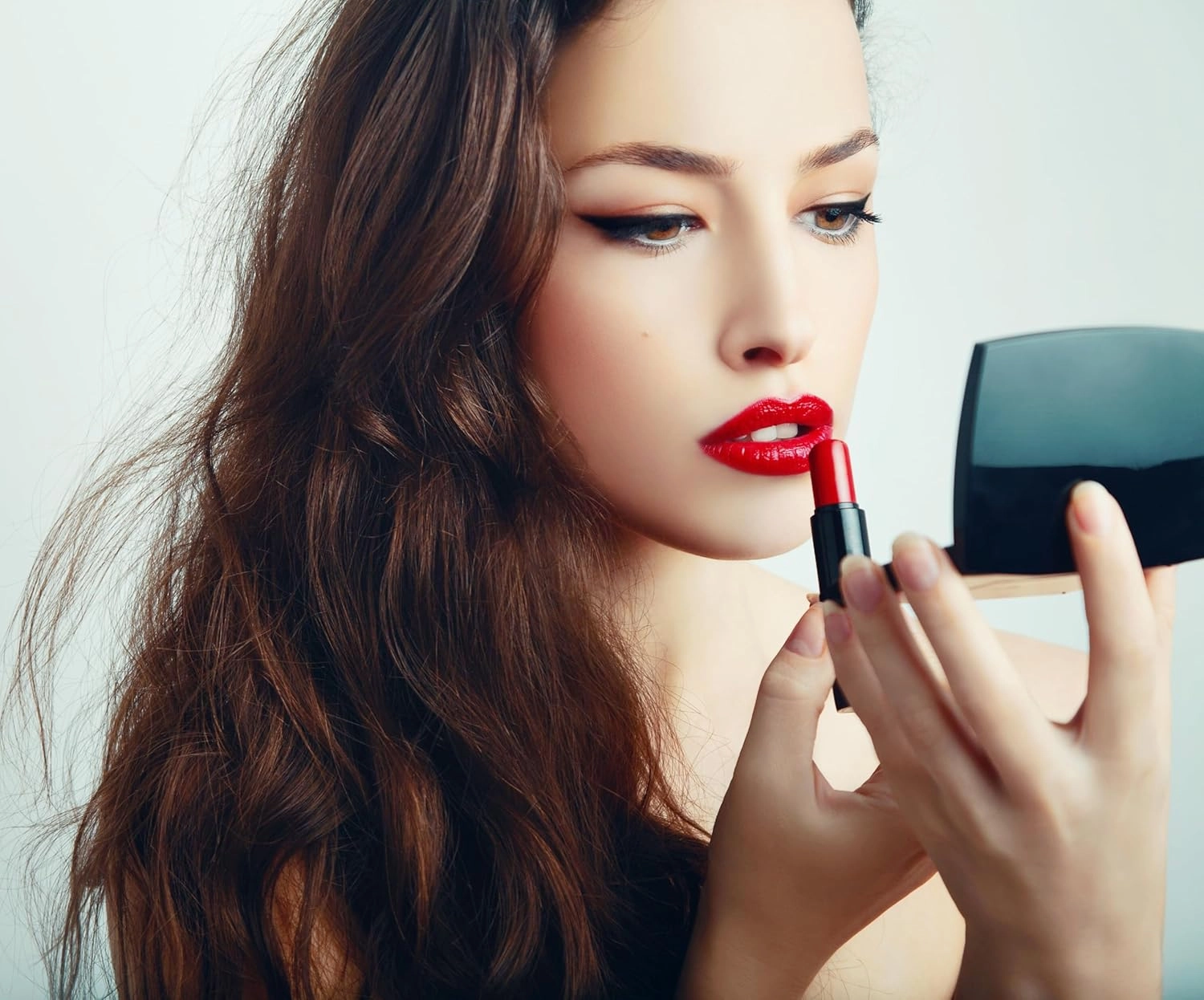 12 Pcs Fashion Compact Cosmetic Mirror, Elegant Compact Purses Makeup Mirror, Small Compact Mirror 2 x 1 Magnification, Square Compact Mirror, Perfect for Purses - Travel, Black