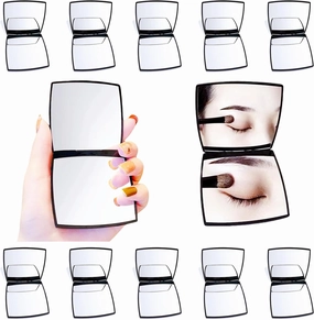 12 Pcs Fashion Compact Cosmetic Mirror, Elegant Compact Purses Makeup Mirror, Small Compact Mirror 2 x 1 Magnification, Square Compact Mirror, Perfect for Purses - Travel, Black