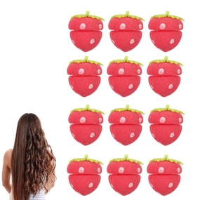 12 Pcs Strawberry Heatless Curlers, StrawberryFoam Rollers For Long & Short Hair, Strawberry Shape Hair Curlers Styling Tools, Strawberry Sponge Hair Curler Foam, Soft Foam Hair Curlers For Women