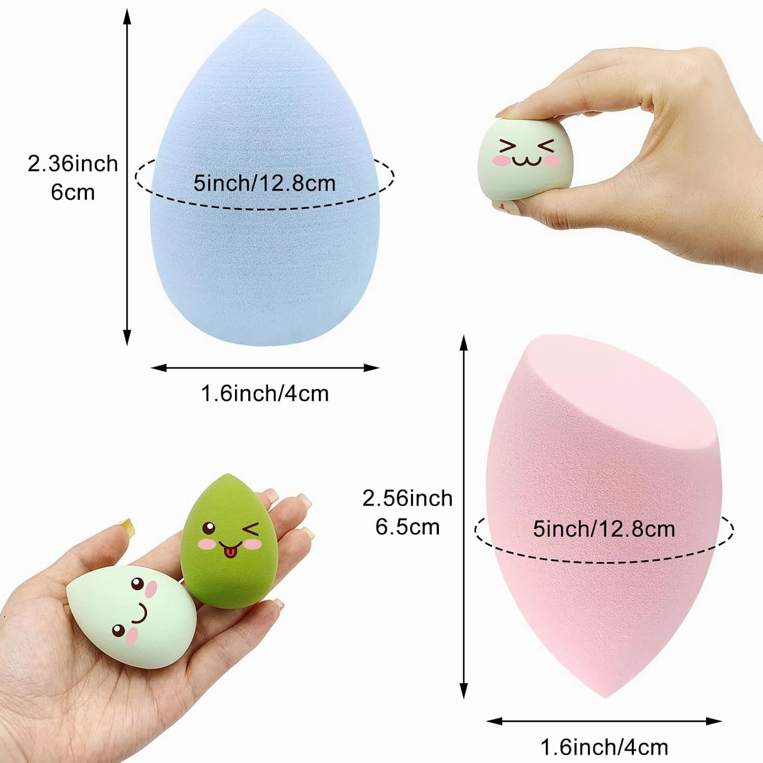 12 Pieces Professional Makeup Sponge Set,Latex Free Flawless Soft Setting Face Puffs,Multicolor Beauty Sponge Blender Cosmetic Applicator for Powder,Liquid,Facial Makeup Tools