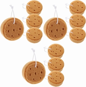 12pcs Exfoliating Shower Bath Sponge Round Body Wash Sponges for Deep Cleansing and Skin Exfoliation Ergonomic Design Hanging Lanyard for Easy Storage and Draining