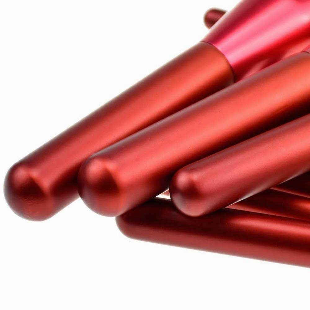 12PCS Makeup Brush Set - Soft Synthetic Fiber Hair Red Liquid Eyeliner Eye Shadow Lip Brush(Color:Red Red brush bag)(one size,Red)
