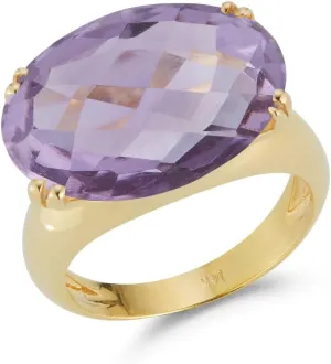 14K Gold Cocktail Ring Available in Amethyst, Blue Topaz, Citrine or Green Amethyst - Fine Cocktail Ring for Women