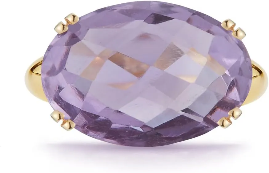 14K Gold Cocktail Ring Available in Amethyst, Blue Topaz, Citrine or Green Amethyst - Fine Cocktail Ring for Women