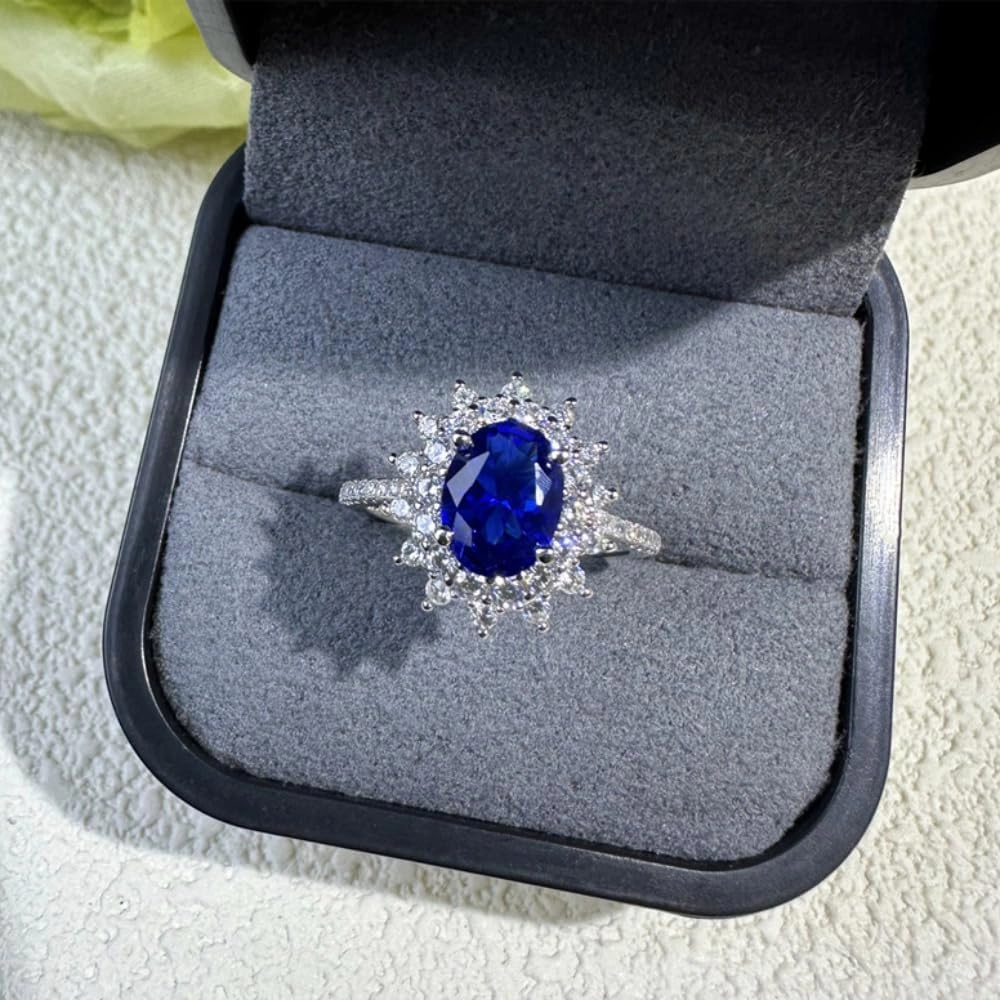 14K Gold Sapphire Ring for Women,Oval Blue Gemstone, Thoughtful Gift for Special Occasions