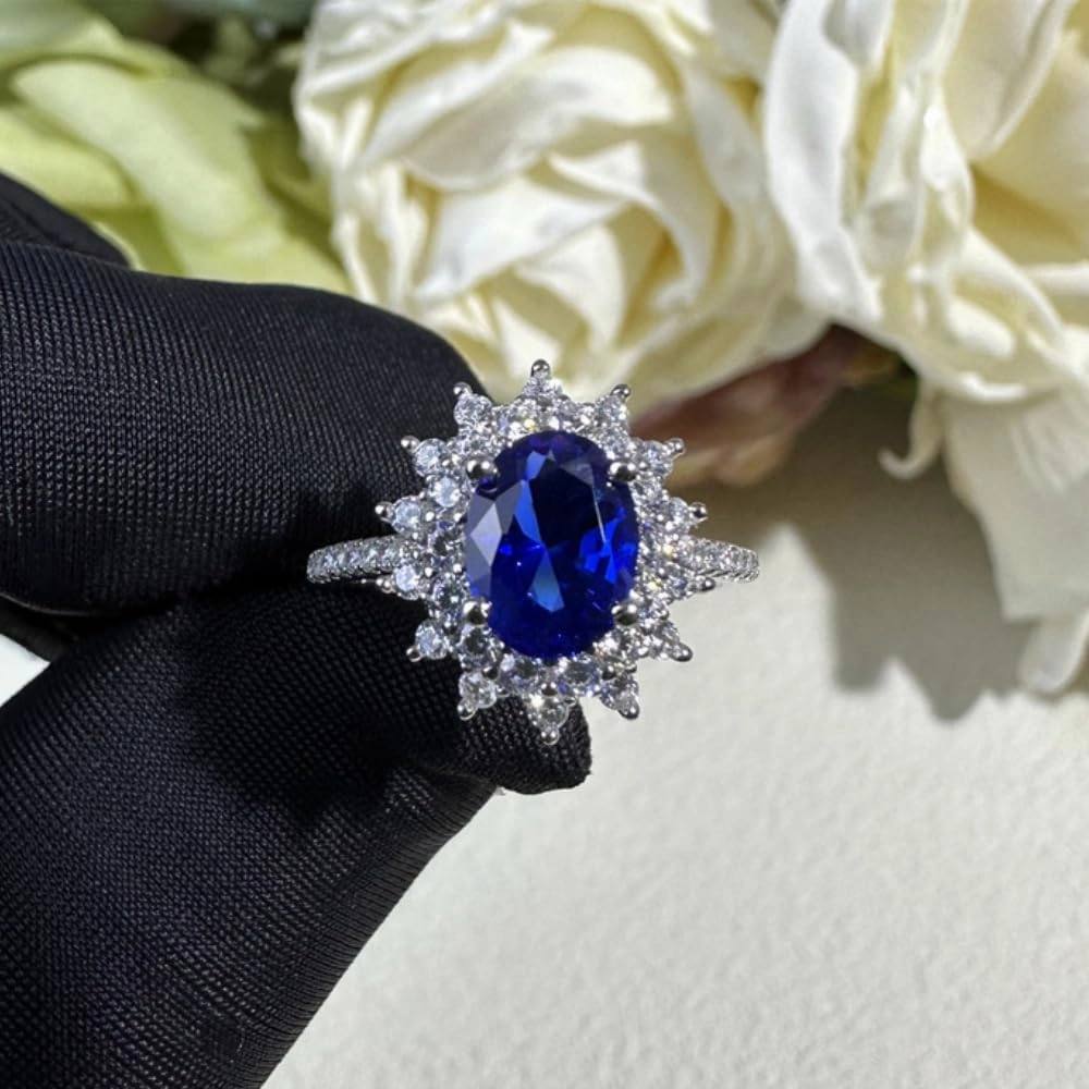 14K Gold Sapphire Ring for Women,Oval Blue Gemstone, Thoughtful Gift for Special Occasions