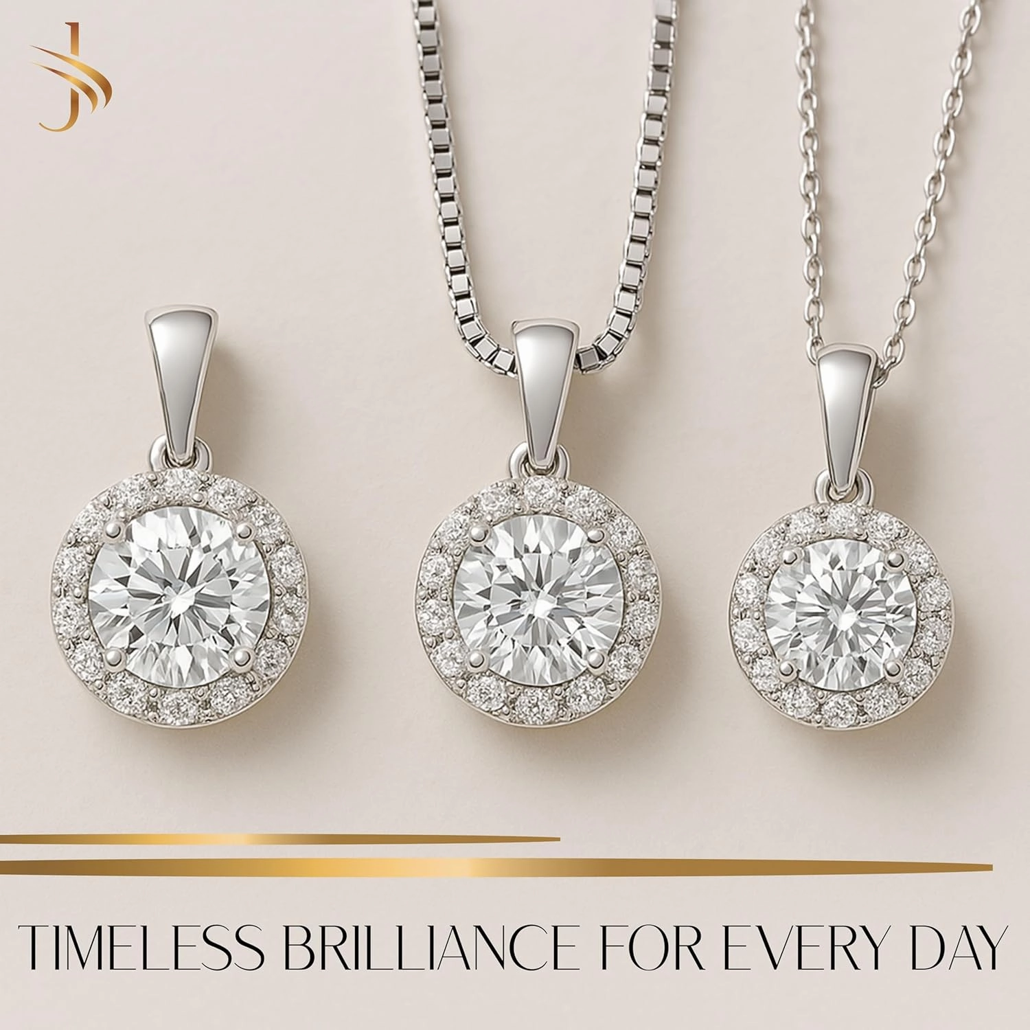 14K Solid White Gold Lab Grown Moissanite Halo Pendant Only or Necklace | Round or Oval Cut | 0.50 to 2.00 CTW | Dangle Jump Ring Bail | Luxury Jewelry Gift for Women