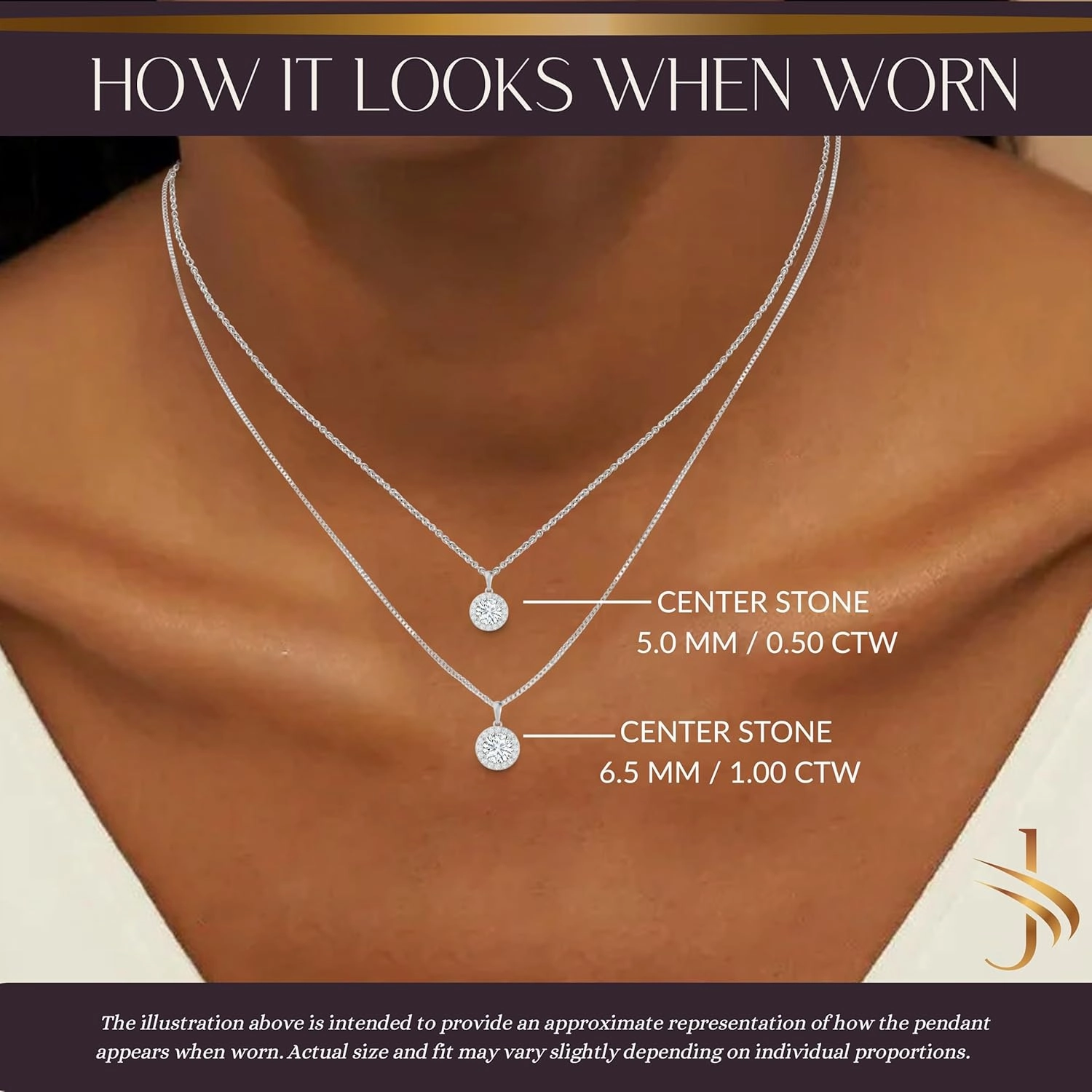 14K Solid White Gold Lab Grown Moissanite Halo Pendant Only or Necklace | Round or Oval Cut | 0.50 to 2.00 CTW | Dangle Jump Ring Bail | Luxury Jewelry Gift for Women