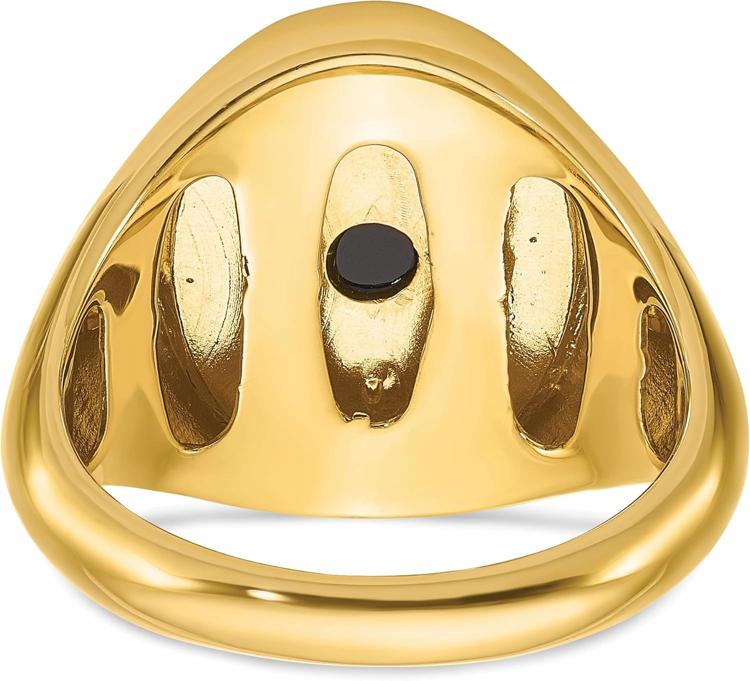 14K Solid Yellow Gold Mens Oval Black Onyx Diamond Statement Ring