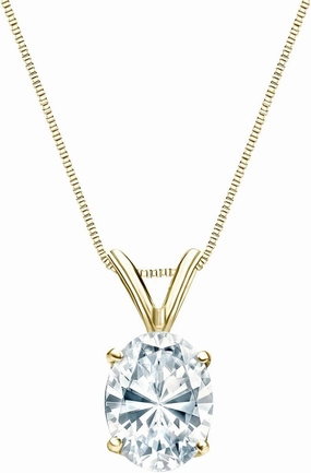 14k Yellow Gold 4-Prong Basket Oval-Cut Diamond Solitaire Pendant (1/3 cttw, G-H, VS2-SI1)
