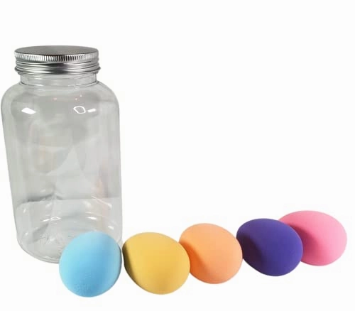 15 pcs Vegan Makeup Brush Set with Carrying Pouch and 5 pcs Sponge with Container
