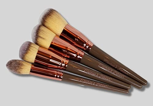 15 pcs Vegan Makeup Brush Set with Carrying Pouch and 5 pcs Sponge with Container