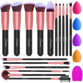 16pc Makeup Brushes & Blender Set   Cleaner - Pro Synthetic Kit