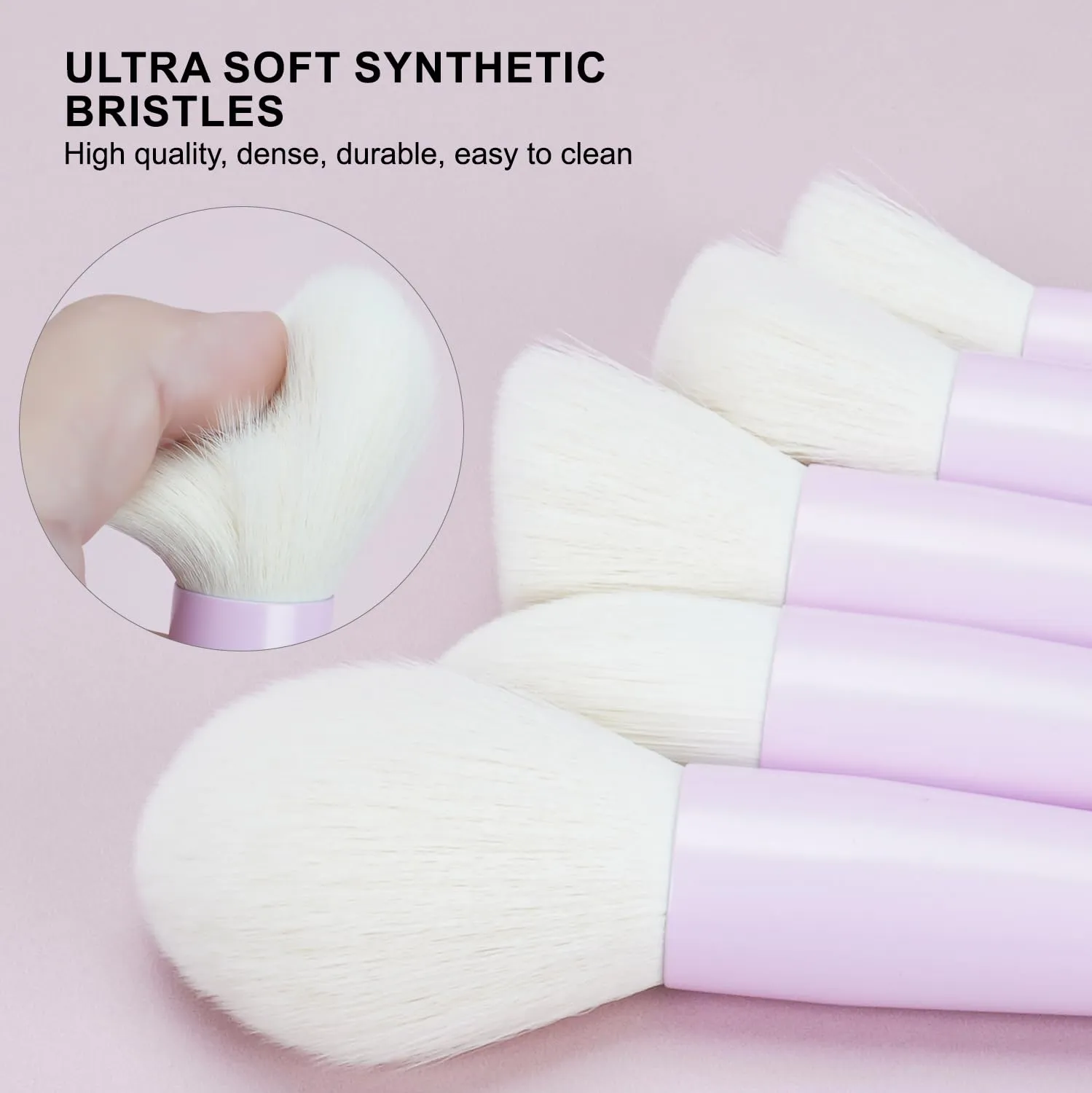 18-Piece Light Purple Professional Makeup Brush Set – Translucent Rubberized Handles, Soft Synthetic Bristles for Face & Eye Makeup–Includes Travel Bag & Sponges, Complete Brush Collection