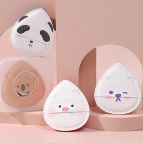 1 Box of 4 PCs Guoxiaoniu Large Size Zoo Series Quick Makeup Foundation Puff Set, Soft Foundation Sponge Puff Cushion Puff Puff Collection
