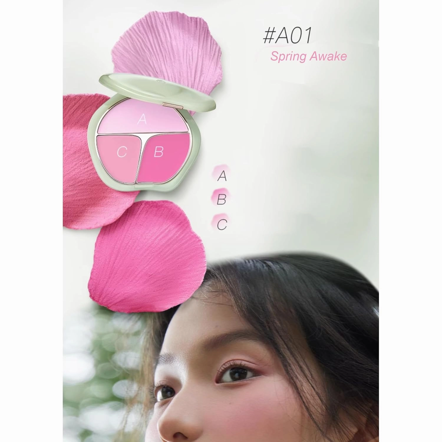 1 PC 3 Color Jade Pressed Powder Blush Matte Silky Facial Blusher Palette Cheek Color Palette with A Mirror & Beautiful Package, Giving Perfect Radiant 3D Look,13g (1, A01, Regular)