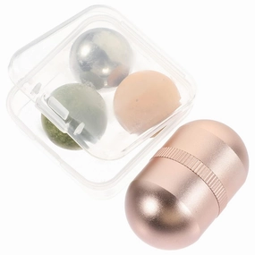 1 Set Volcanic Stone Ball Jaw Face Roller Skin Care Spiky Massage Beauty Roller for Face Cool Jade Roller Facial Tool Face Massage Jade Massagers Mask Spa Pink Aluminum Shell