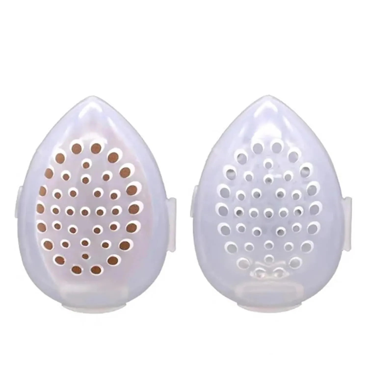 1pc Empty Transparent Puffs Drying Box Storage Case Portable Sponge Stand Cosmetic Egg Shaped Rack Makeup Puff Holder(1pc box white)