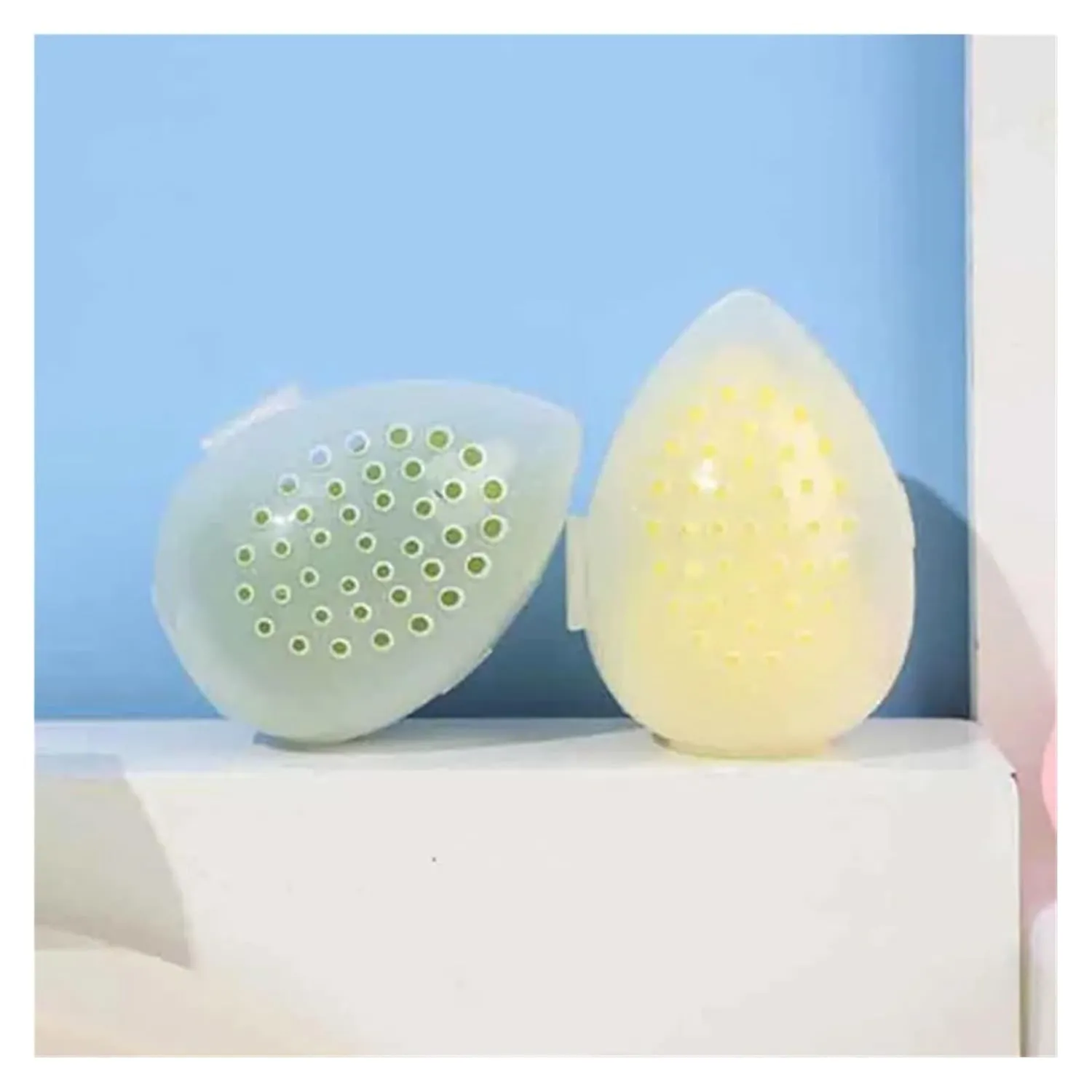 1pc Empty Transparent Puffs Drying Box Storage Case Portable Sponge Stand Cosmetic Egg Shaped Rack Makeup Puff Holder(NO.7)