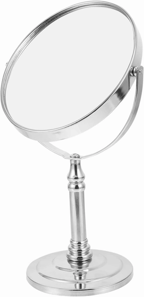 1pc Desktop Double-Sided Makeup Mirror Swivel Metal Vanity Mirror for Home Use High Definition Stable Base for Routine Elegant Design for Every Dresser Random Style