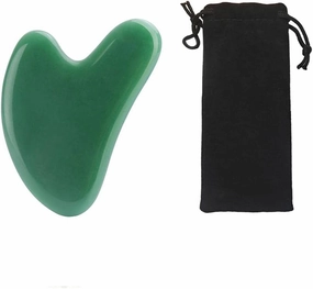 1PS Gua Sha-Stone Jade Tool for Facial Care Acupuncture Therapy Swelling Treatment Stretching with Bag-Green with Bag