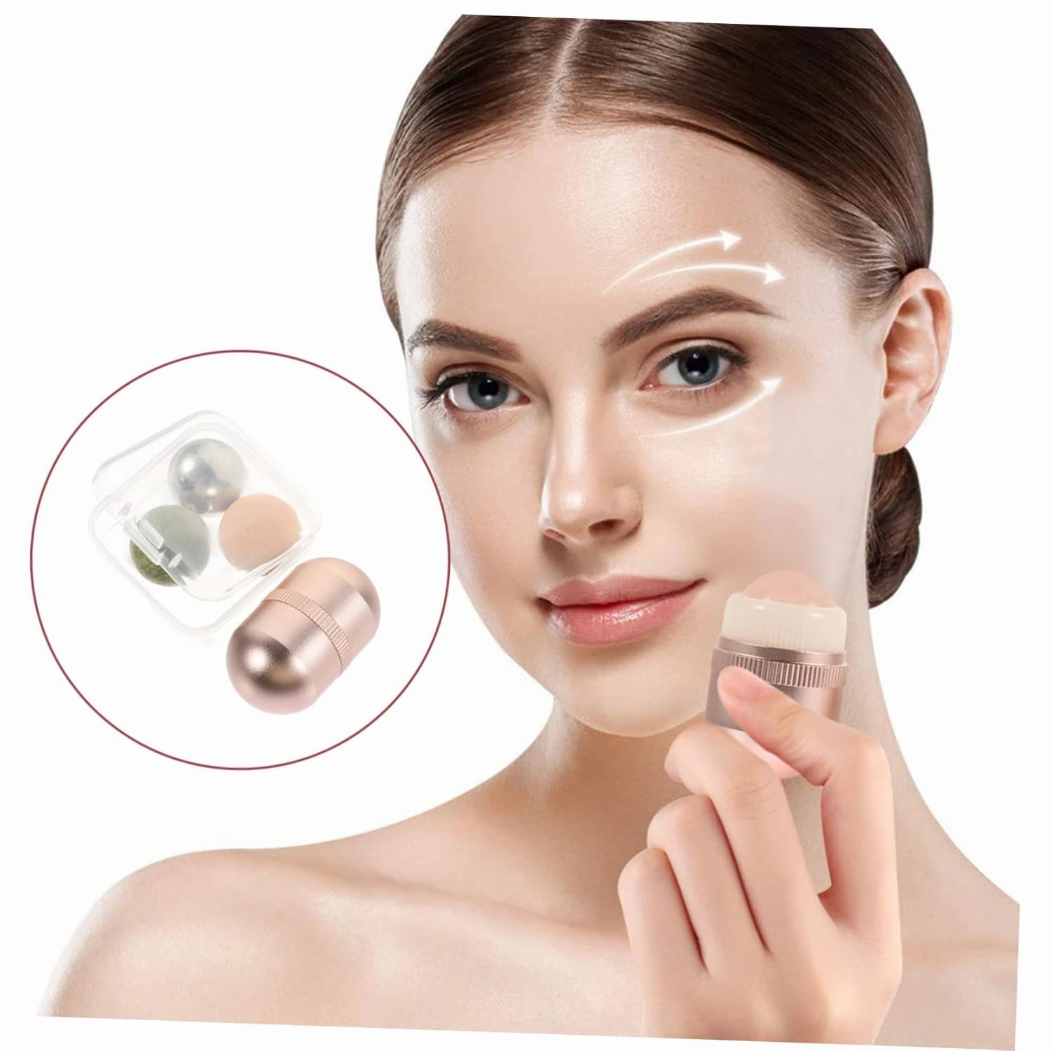 1set Jade Face Roller Facial Massage Tool Jade Globe for Reducing Dark Circles Promoting Healthy Skin and Enhancing Absorption for Daily Use Face and Neck