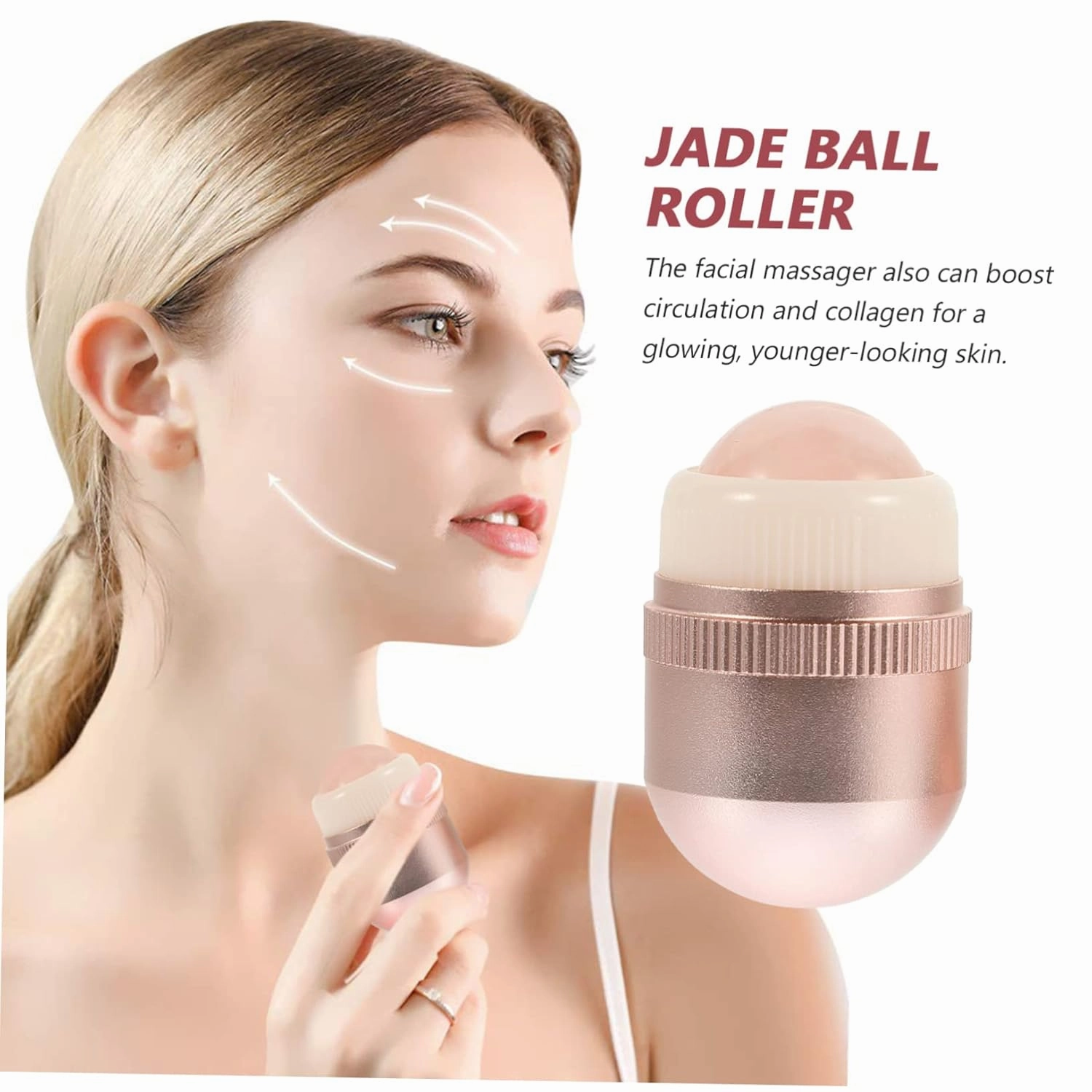 1set Jade Face Roller Facial Massage Tool Jade Globe for Reducing Dark Circles Promoting Healthy Skin and Enhancing Absorption for Daily Use Face and Neck
