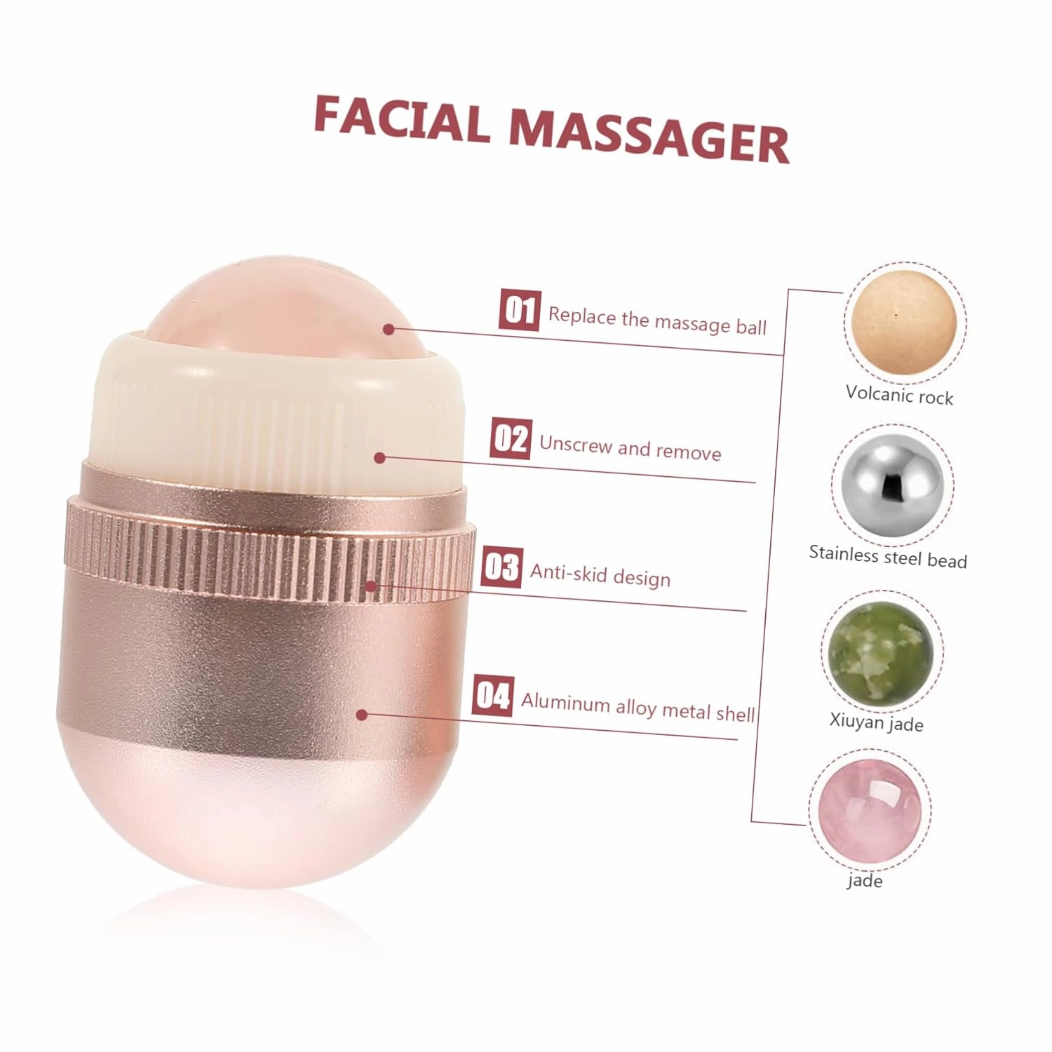 1set Jade Rolling Detachable Facial Massage Tool Jade- Roller for Face Neck Eyes Relieves Skin Tension Reduces Puffiness and Improves Skin Health