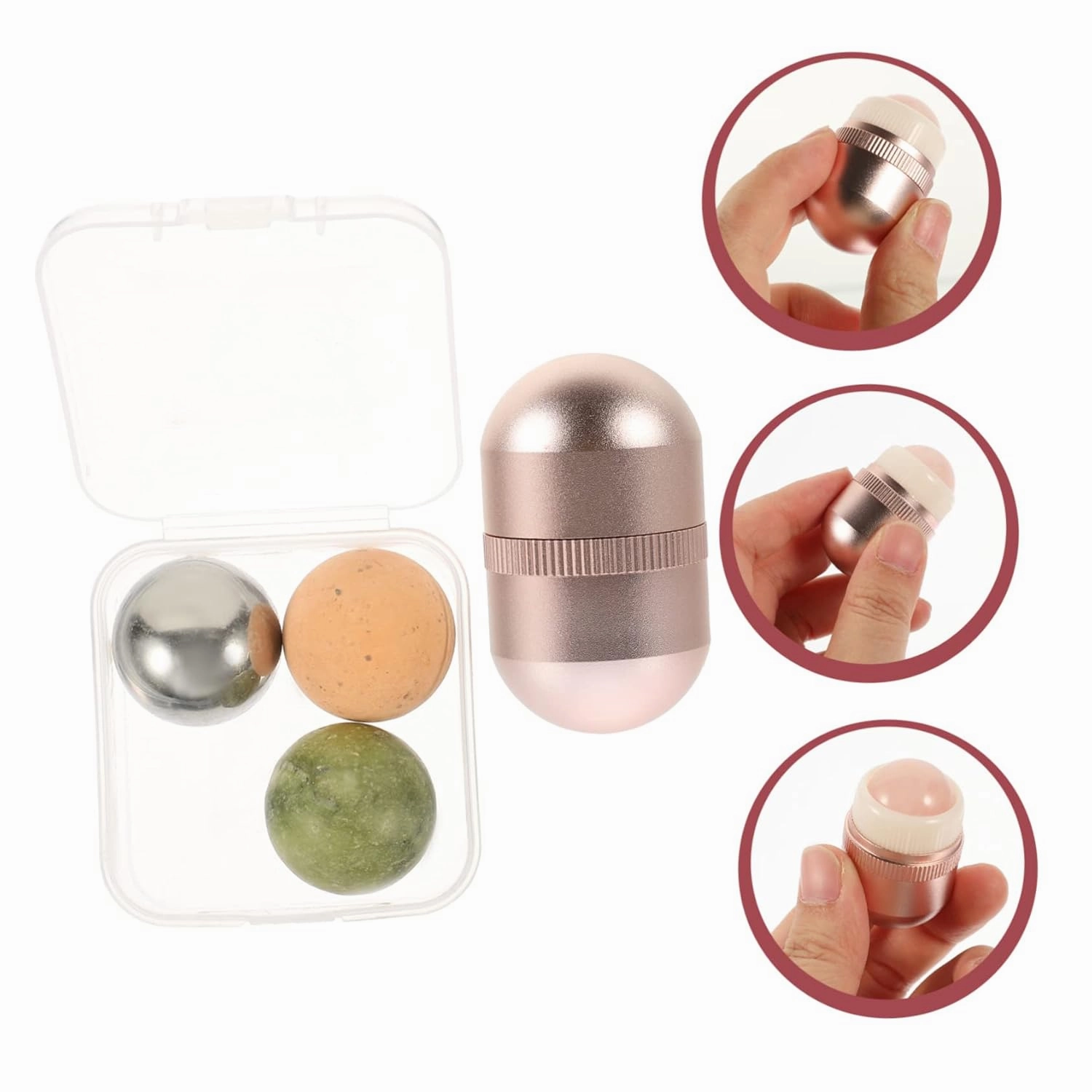 1set Jade Rolling Detachable Facial Massage Tool Jade- Roller for Face Neck Eyes Relieves Skin Tension Reduces Puffiness and Improves Skin Health